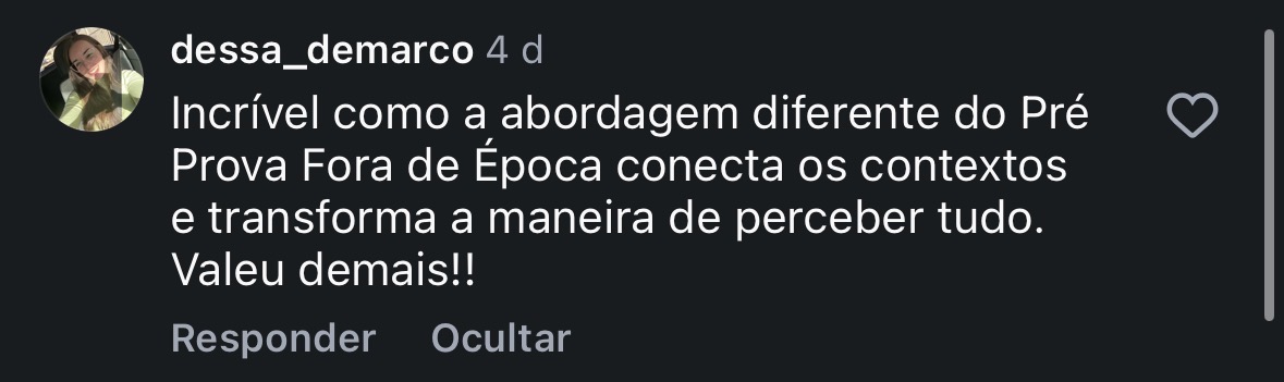 Depoimento de aluna sobre o Pré-Prova