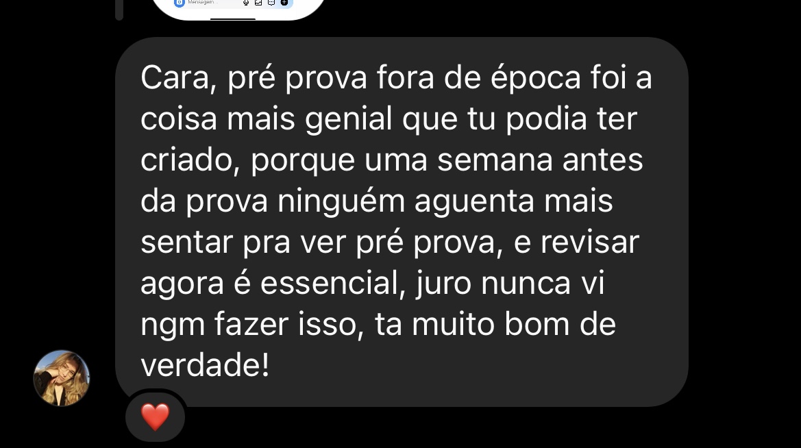 Depoimento de aluna sobre o Pré-Prova