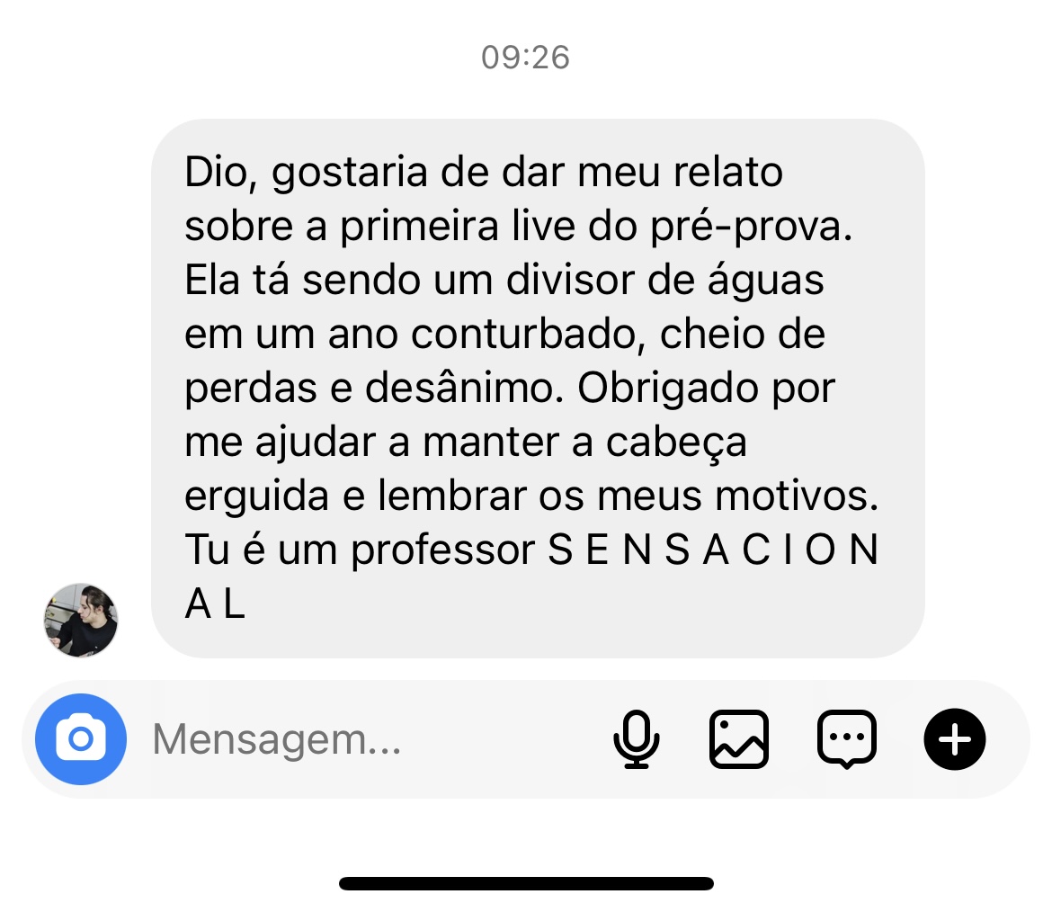 Depoimento de aluna sobre o Pré-Prova