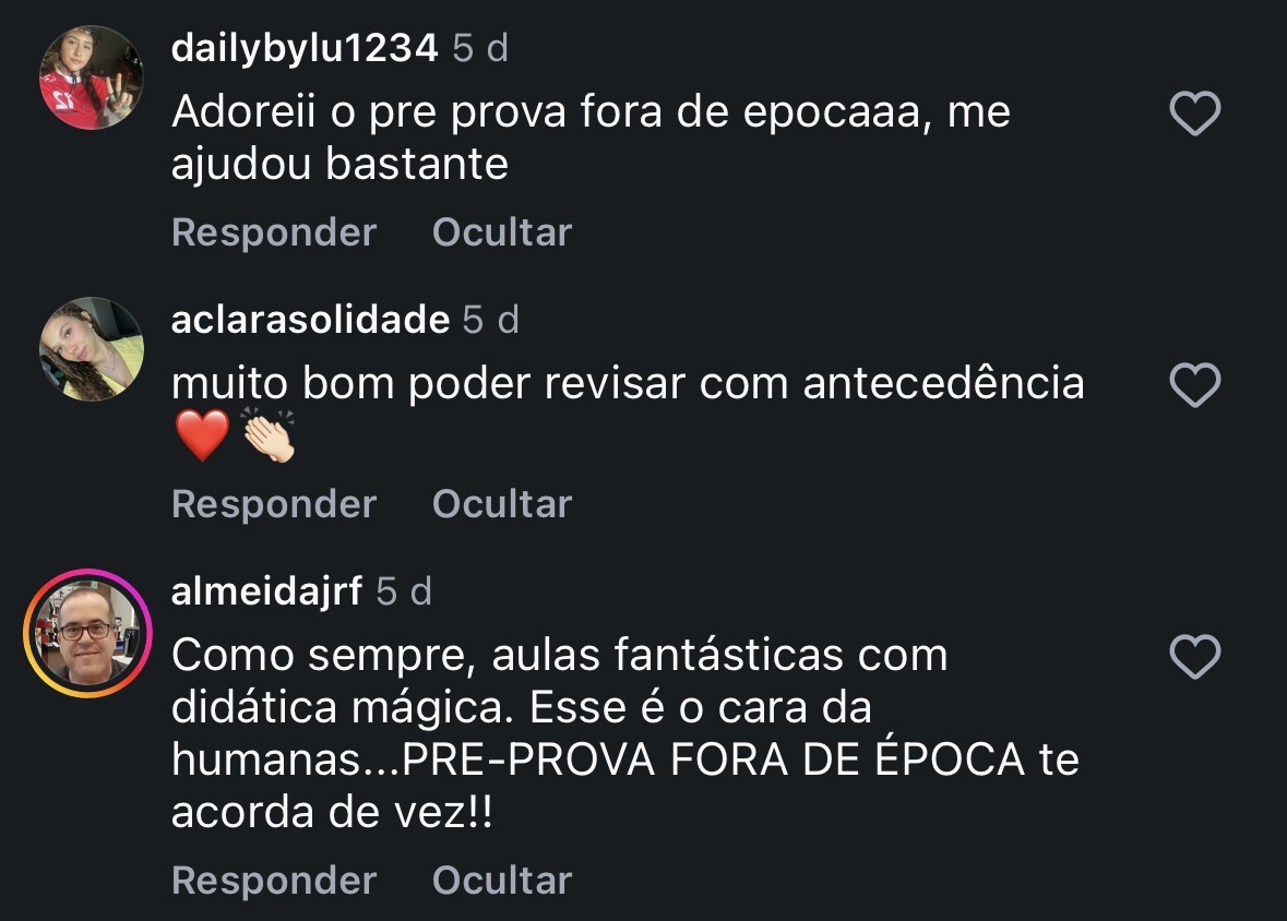 Depoimento sobre o Pré-Prova
