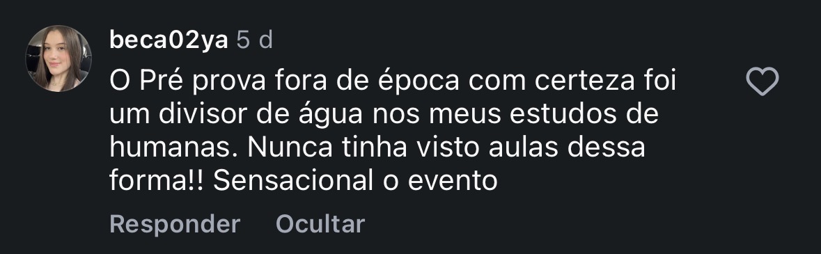 Depoimento de aluna sobre o Pré-Prova