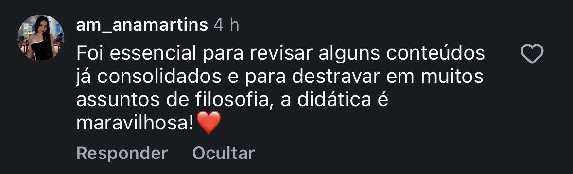 Depoimento de aluna sobre o Pré-Prova