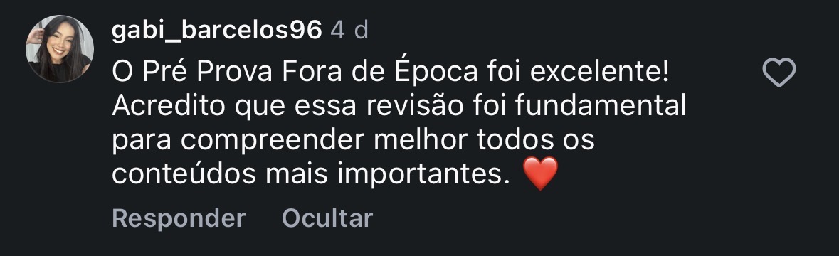 Depoimento de aluna sobre o Pré-Prova